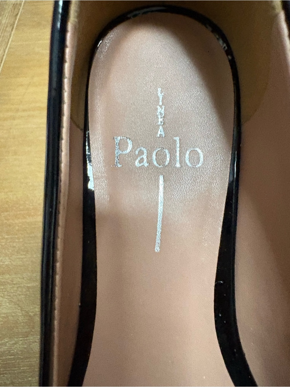 Paolo Black Patent Pointed Toe Pumps With Low Heel - Picture 9 of 10